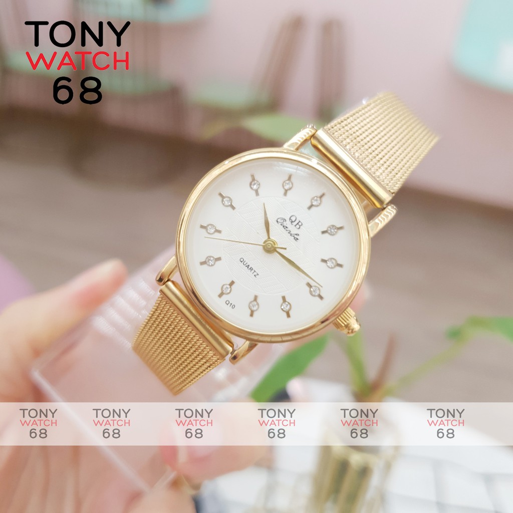 Đồng hồ nữ QB dây da mặt kính cong bản mini sang chảnh chính hãng Tony Watch 68