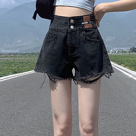 Quần Short Denim Lưng Cao Ống Rộng Thời Trang Mùa Hè 2022 Dành Cho Nữ