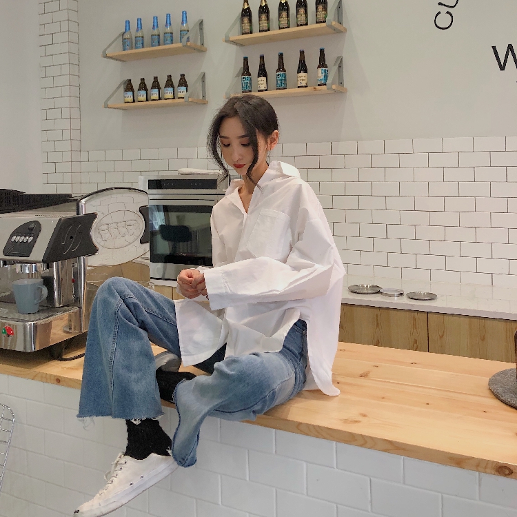 Áo sơ mi tay dài dáng rộng phong cách retro thời trang mùa xuân thời trang cho nữ