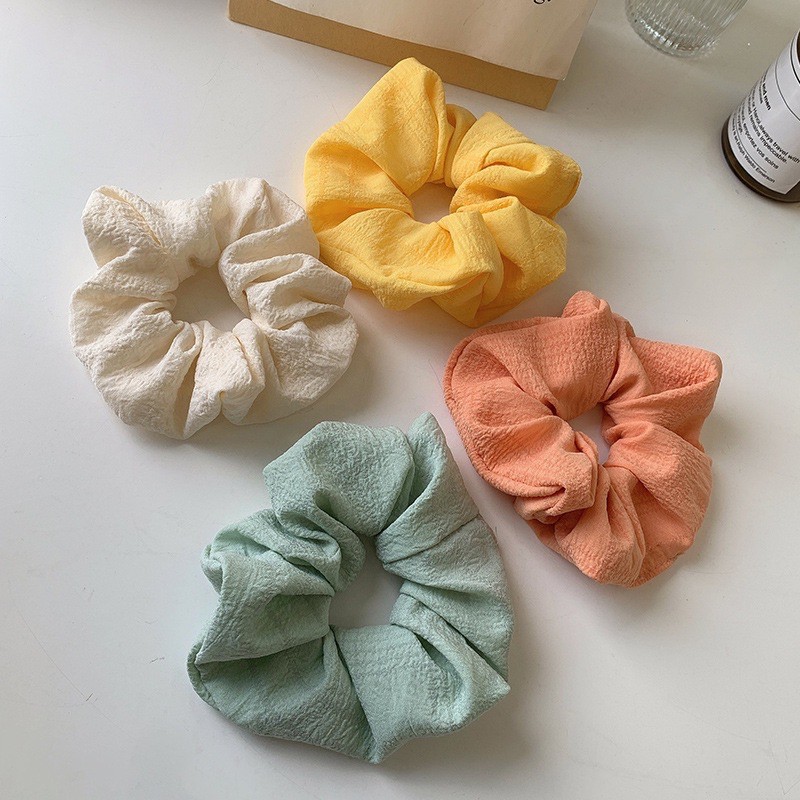 Combo 10 Dây Buộc Tóc Lalila Scrunchies Vải Kẻ Viền Đơn Giản Dễ Thương DC16