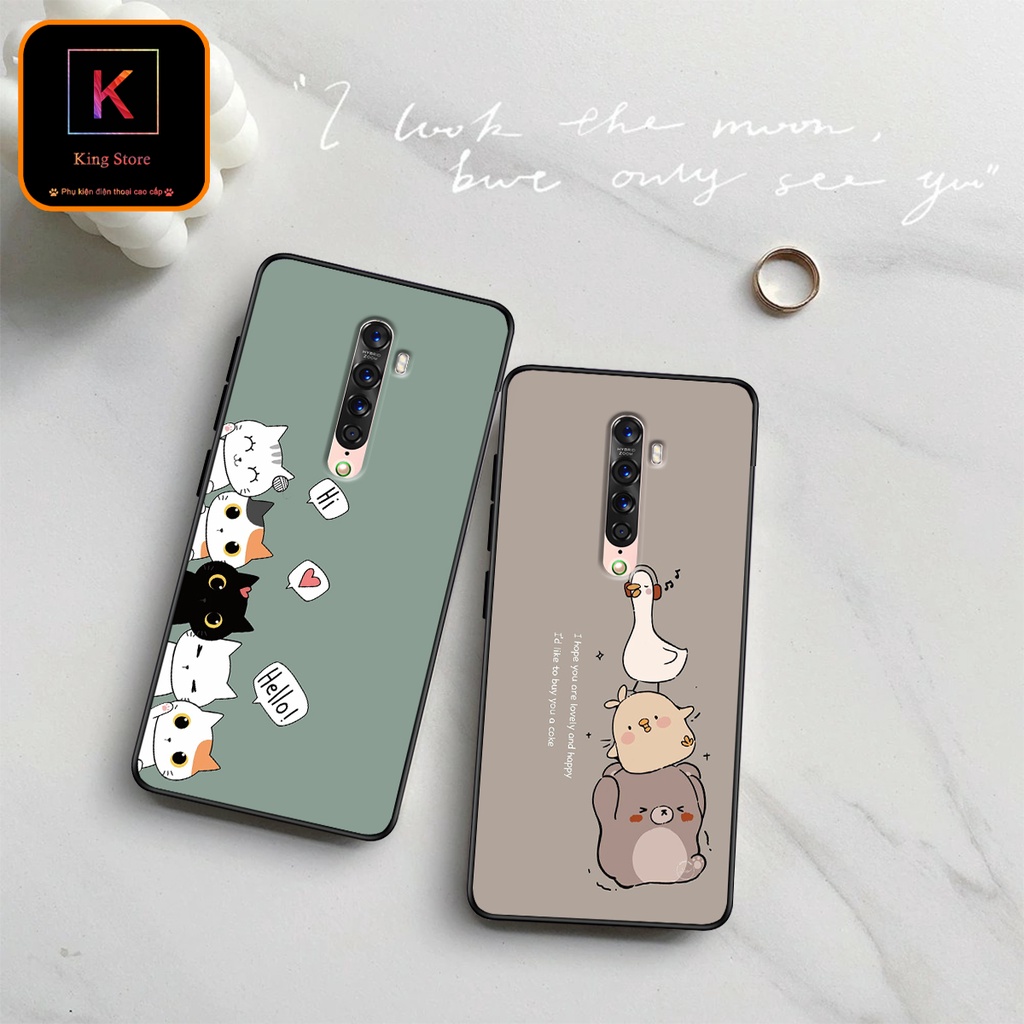 Ốp Lưng Oppo Reno 2 - Reno 2F - Reno 2Z - Ốp Oppo in hình Cat&amp;Bear đáng yêu - Chất liệu TPU siêu bền