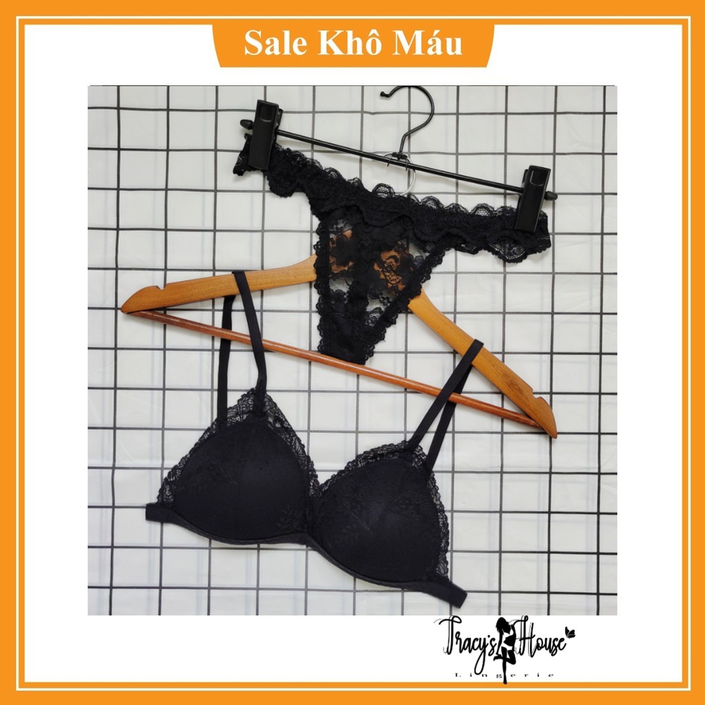 Set Bra - Bralette ren sexy không gọng, mút mỏng - Màu đen - NY02