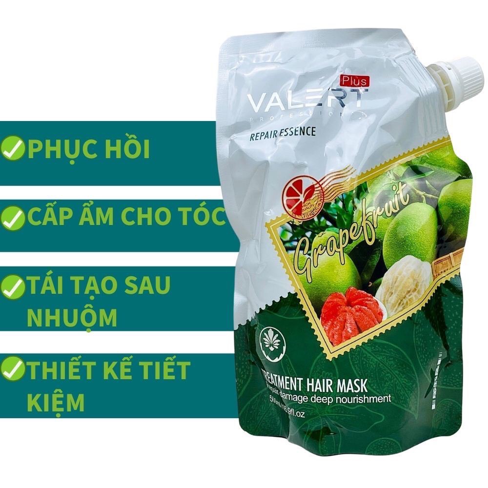 Kem Ủ Tóc - Hấp Tóc Bưởi Valert Ngăn Rụng Tóc | Kích Thích Mọc Tóc Phục Hồi Tóc Hư Tổn Siêu Mềm Mượt 500ML