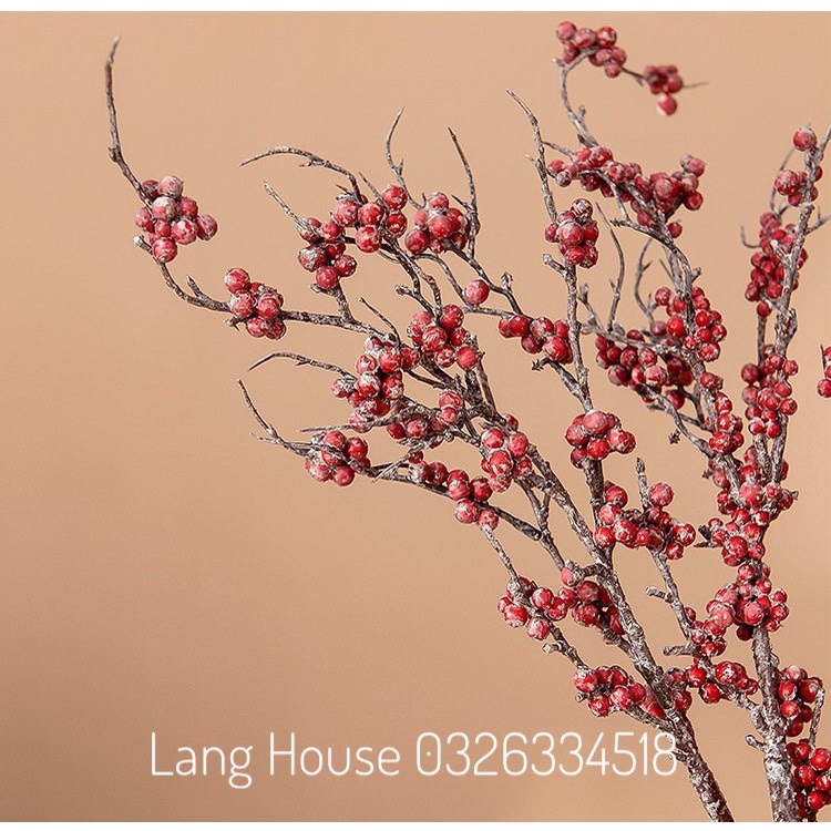 Hoa Giả Lụa - CÀNH QUẢ CHERRY MỐC DECOR