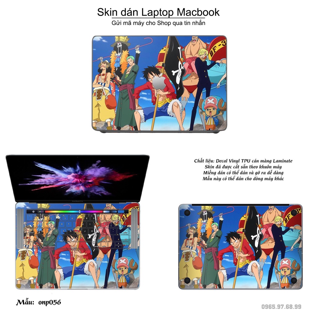 Skin dán Macbook mẫu Vua hải tặc (đã cắt sẵn, inbox mã máy cho shop)