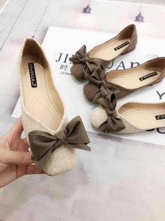 GIÀY BÚP BÊ NƠ LỤA TO