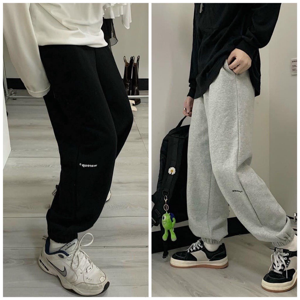 Quần Jogger Chữ Gối Wareup Unisex CAREY - Quần Nỉ Óng Boom Form Thụng Kiểu Dáng Đường Phố Thu Đông Hàn Quốc