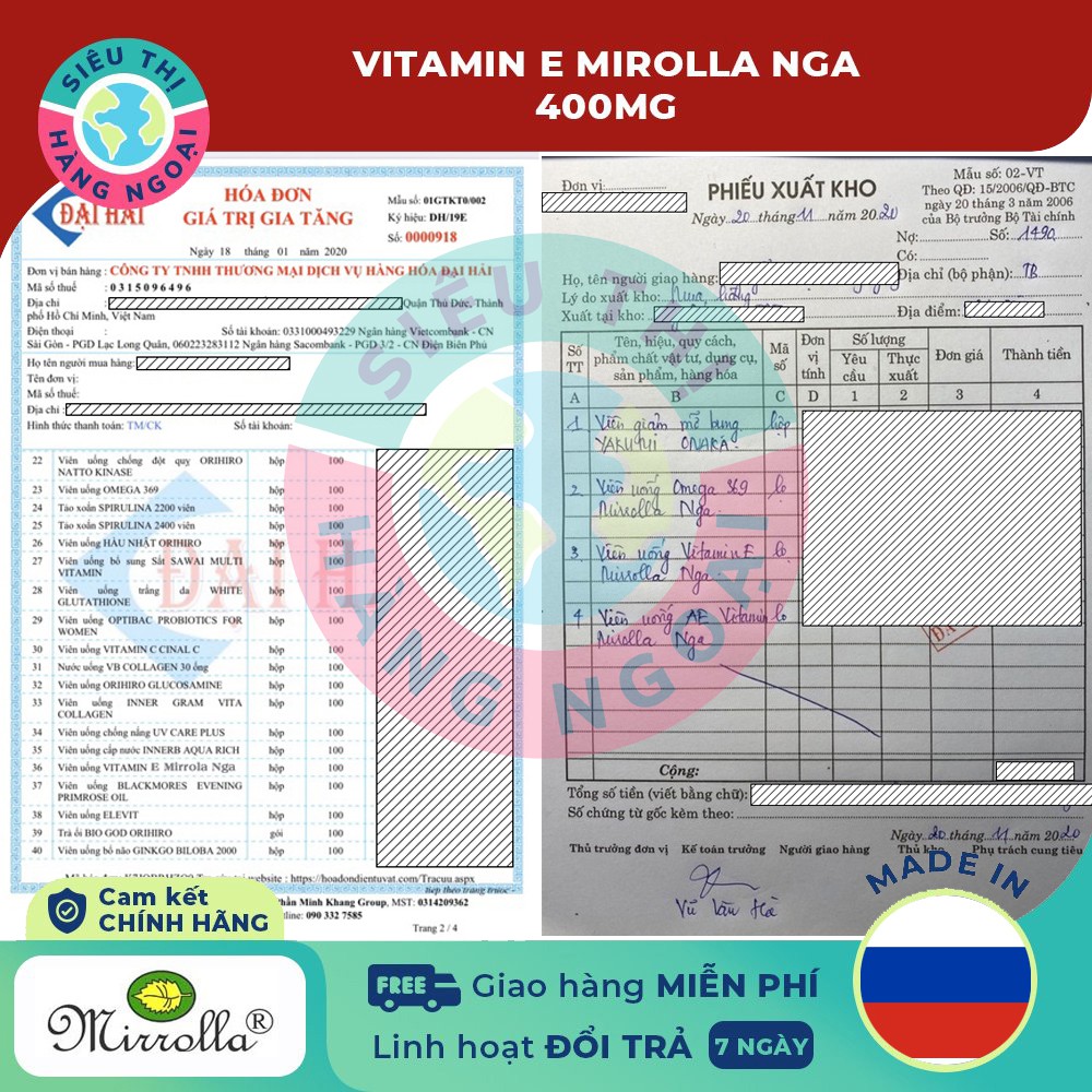 Vitamin E Đỏ Nga Mirrolla 400mg Hộp 30 Viên  [Hàm lượng vitamin E lên tới 400mg] | BigBuy360 - bigbuy360.vn