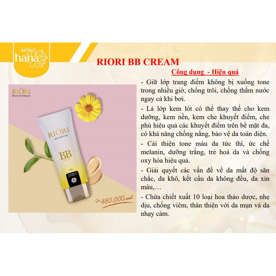 Kem Nền Che Phủ Khuyết Điểm RIORI BB CREAM 50g