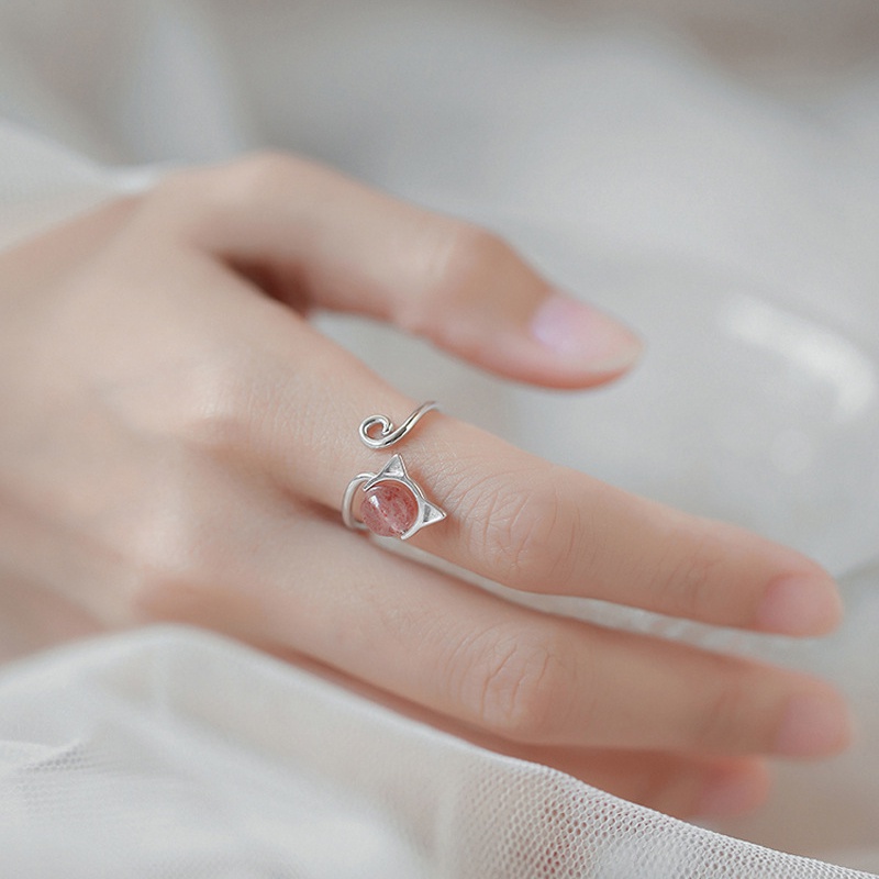 Nhẫn nữ dễ thương Nhật Bản và Hàn Quốc nhẫn nữ pha lê mở