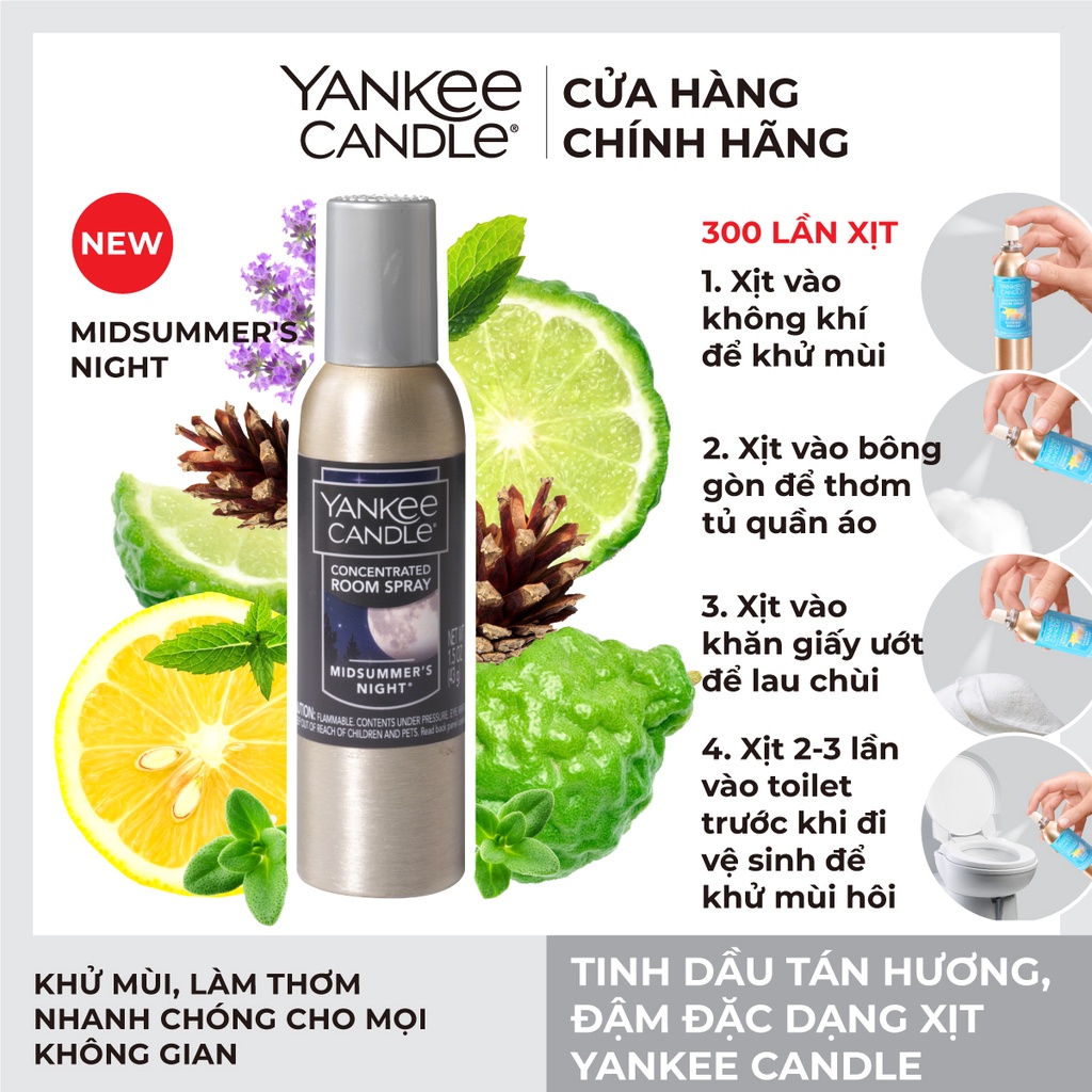 Tinh dầu tán hương đậm đặc dạng xịt Yankee Candle - Midsummer's Night (42.5g)