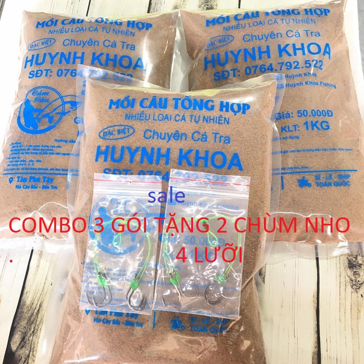 [SALE]COMBO 3 GÓI MỒI CÂU CÁ HUỲNH KHOA TẶNG 2 CHÙM NHO 4 LƯỠI-COMBO 3 GÓI MỒI CÂU CÁ HUỲNH KHOA TẶNG 2 CHÙM NHO