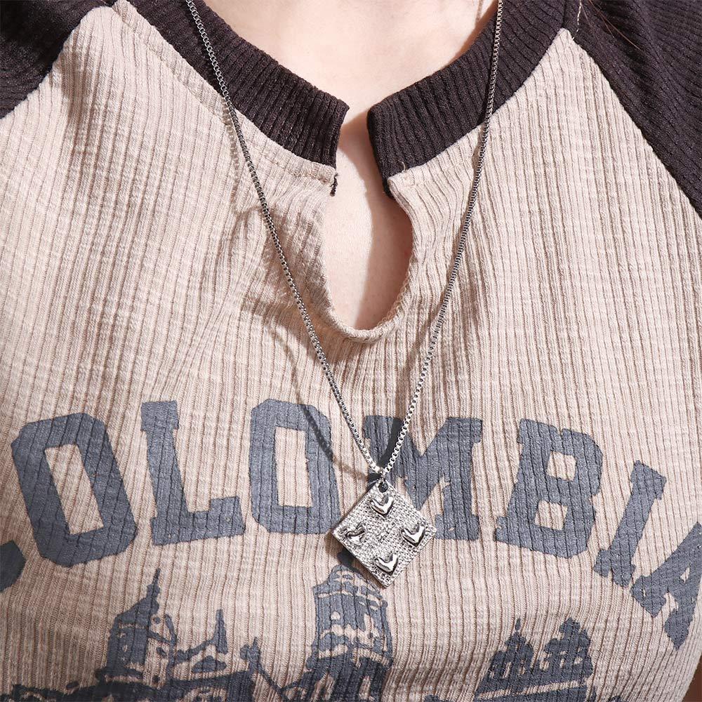 Vòng cổ Bằng Thép Titan Mặt Hình Học Đơn Giản Phong Cách Hàn Quốc Cho Cặp Đôi