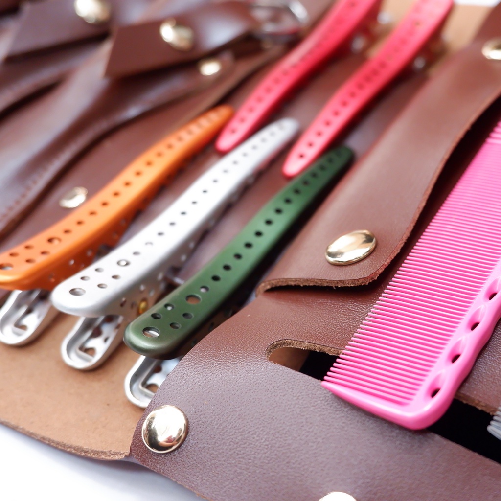 Bao da đựng 6 kéo cùng lược dạng cuộn bằng da thật chính hãng bảo hành 12 tháng - Hair Mart