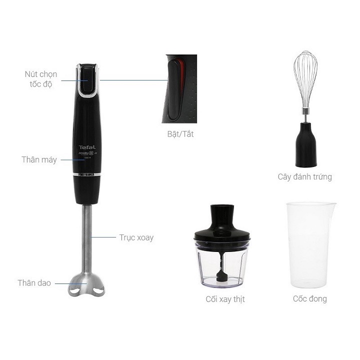 Máy xay sinh tố cầm tay Tefal HB943838 - đen, 1000W