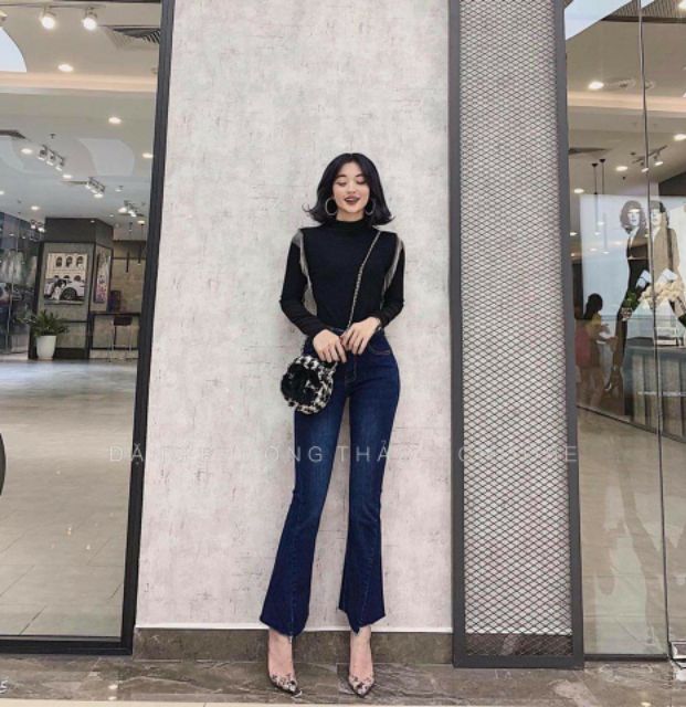 Lenkapas - Quần Jeans ống loe sành điệu hai màu xanh nhạt và đậm (hình thật)