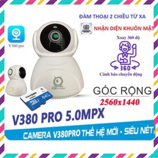 Camera Ip Wifi 5.0 Mpx V380 PRO Q8 360° Siêu Nét - Chính Hãng KÈM THẺ 64GB
