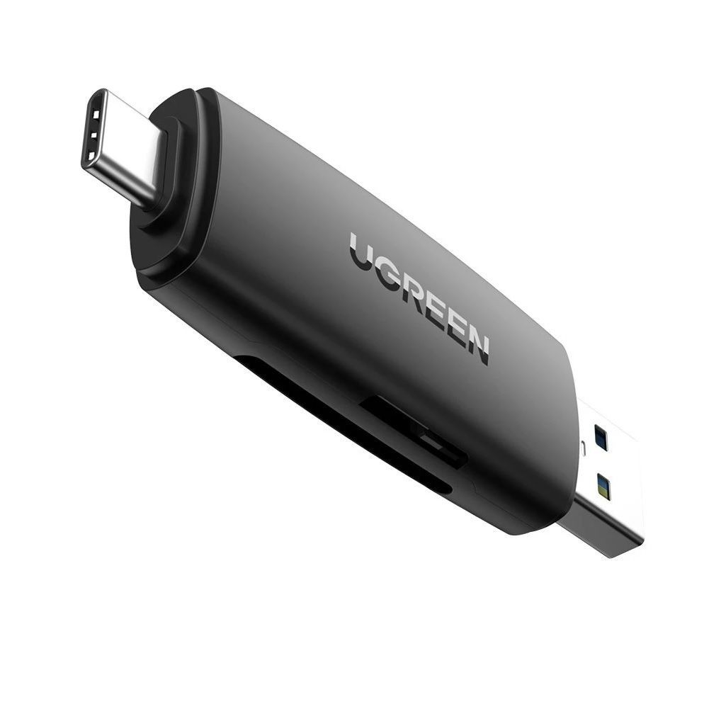 Ugreen 80191 2 trong 1 màu đen đọc thẻ SD TF 2 đầu USB A và type C CM304