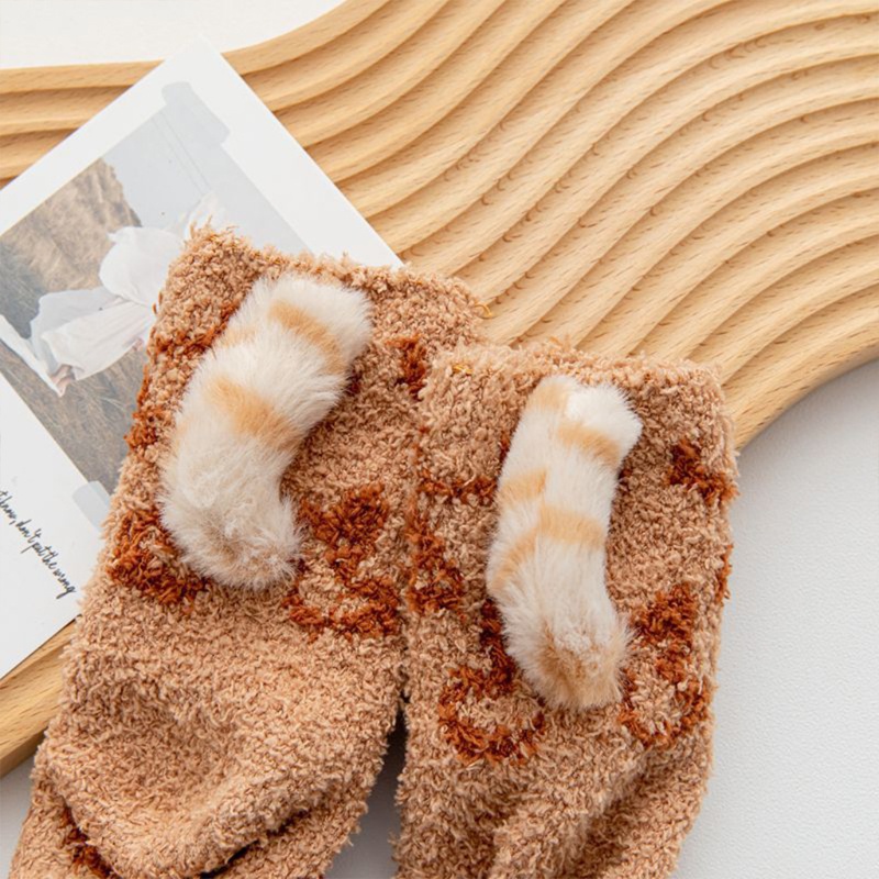 Tất Lông Nhung Hình Chân Mèo 3D Dễ Thương Xinh Xắn Cho Nữ