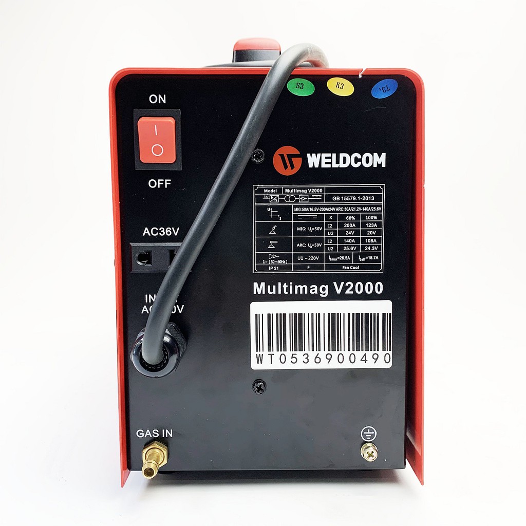 Máy hàn bán tự động Weldcom Multimag V2000 - Máy hàn MIG không dùng khí , 3 chức năng + tặng kính hàn điện tử