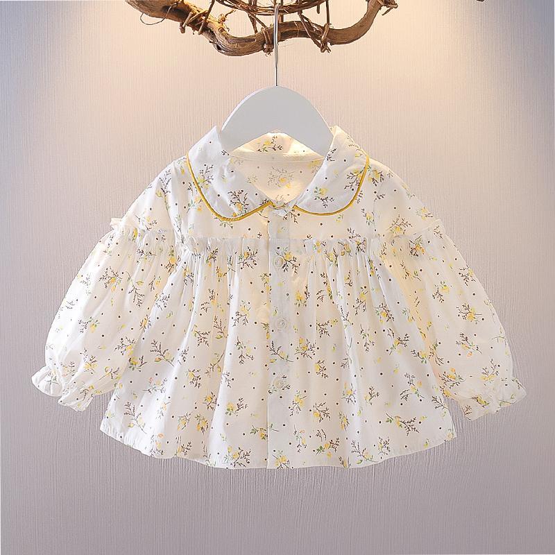 Áo tay dài họa tiết hoa thời trang xuân thu Hàn Quốc 2021 đáng yêu dành cho bé gái