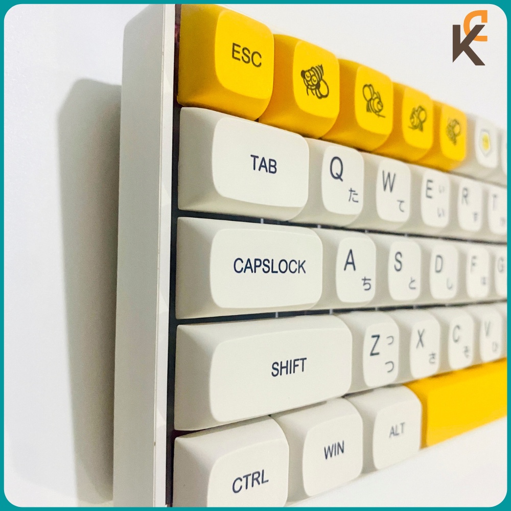 Keycap Honey Milk Bee PBT XDA cho bàn phím cơ - Song ngữ Anh Nhật