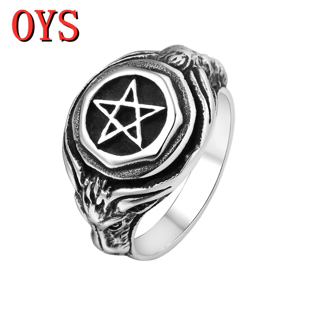 Nhẫn Thép Titan Hf644 Satan Ngôi Sao