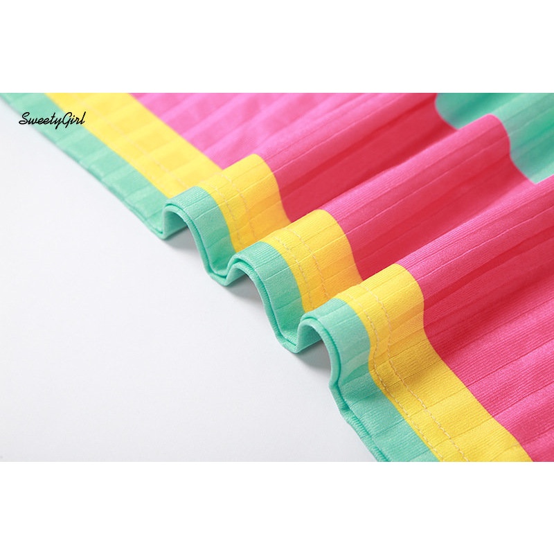 Đầm Mini Không Tay Cổ Tròn Họa Tiết Kẻ Sọc Nhiều Màu Sắc Ôm Dáng Thời Trang 2022 Cho Nữ