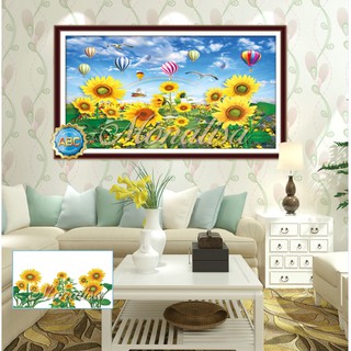 Tranh đính đá vườn hoa hướng dương y8150 100x60cm