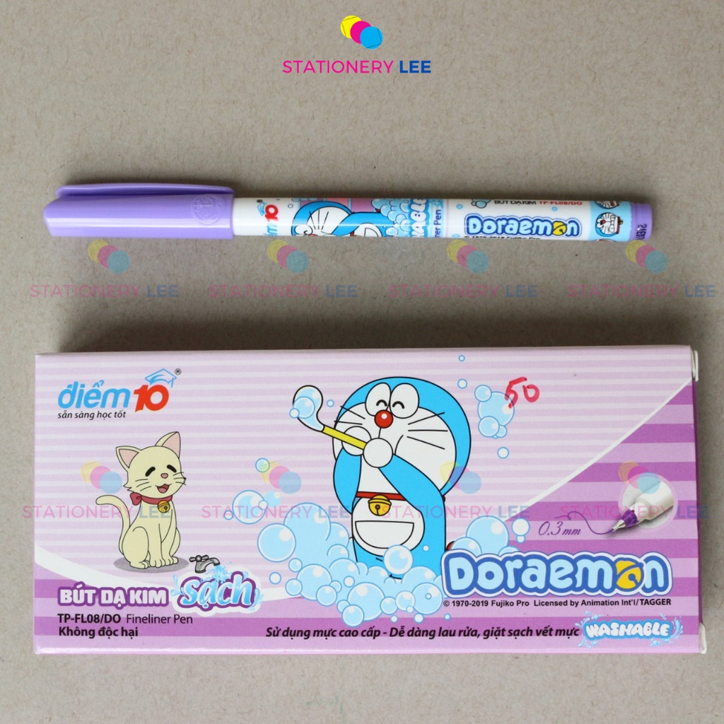 HỘP 10 BÚT DẠ KIM TÍM SẠCH FL-08/ FL-04/ FL-04 Bee bee - Bút dạ kim mực tím