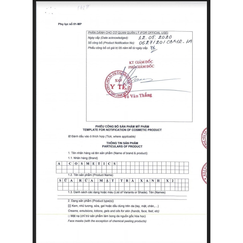 Sữa Rửa Mặt Trà Xanh X2 A Cosmetics👏SRM làm sạch sâu bụi bẩn, se khít lỗ chân lông👏125ml