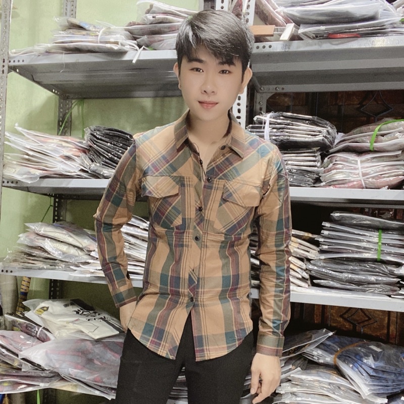Áo sơ mi nam dài tay kẻ sọc caro,chất liệu cotton thấm hút mồ hôi cực kỳ tốt