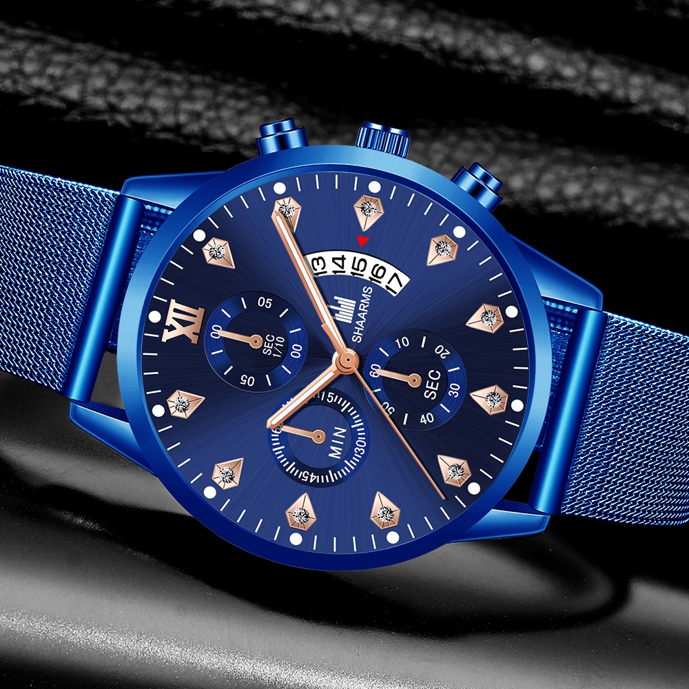 Đồng hồ nam chính hãng SHAARMS dây thép cao cấp Nhật Bản kim loại phát sáng | BigBuy360 - bigbuy360.vn