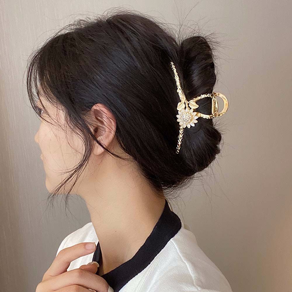 Kẹp gắp tóc kim loại hình hoa hướng dương phong cách Hàn Quốc nữ tính thanh lịch
