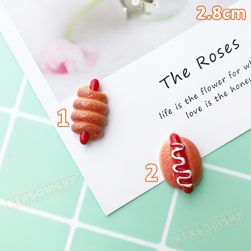 Mô Hình Bánh Mì Xúc Xích Nguyên Liệu Trang Trí Slime / Ốp Điện Thoại / DIY / Handmade