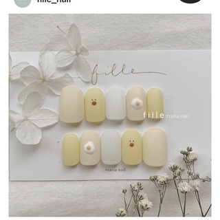 NAILBOX - Móng úp tiện lợi ( Đảm bảo giống hình, giá rẻ ) - Vàng mix vẽ nổi hình vịt cute Nhật Bản
