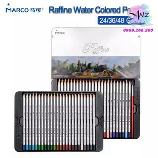 Chì màu nước MARCO RAFFINE 12/24/36/72 màu (Hộp thiếc - Hộp giấy)