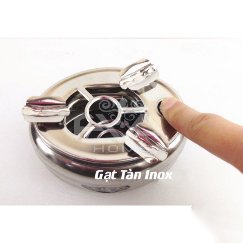 Gạt Tàn Thuốc Lá Inox Có Nút Bấm Đóng Mở Ngăn Đựng Tàn Thuốc Thông Minh / Gạt Tàn Inox Bấm Nút Tiện Dụng