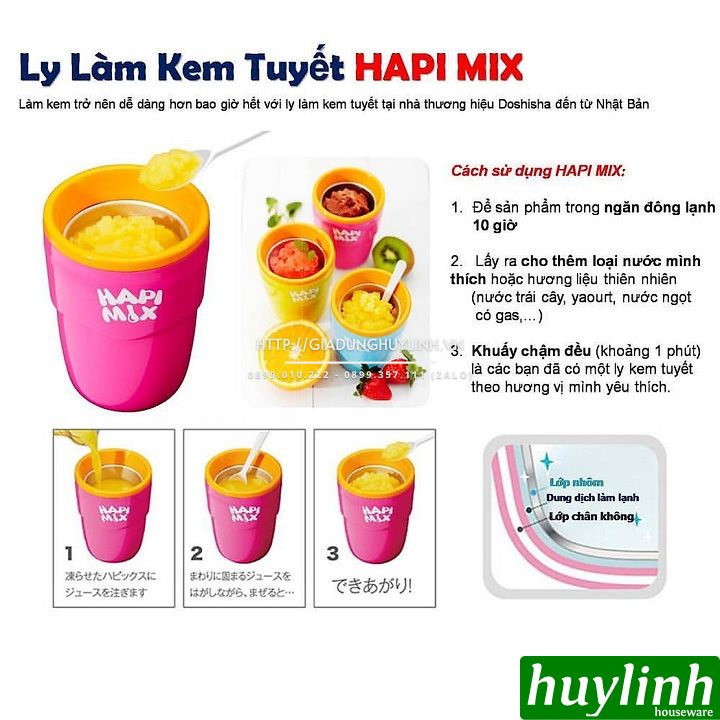 Ly làm kem tuyết siêu tốc Hapi Mix Doshisha DHFZ-18SO