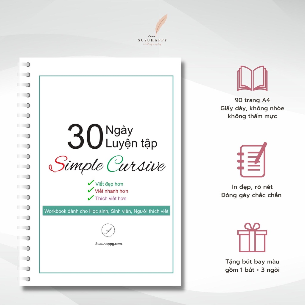 Workbook Luyện Chữ Font Có Chân/Không Chân - Print/Typewriter/Cursive/Italic/Handwriting
