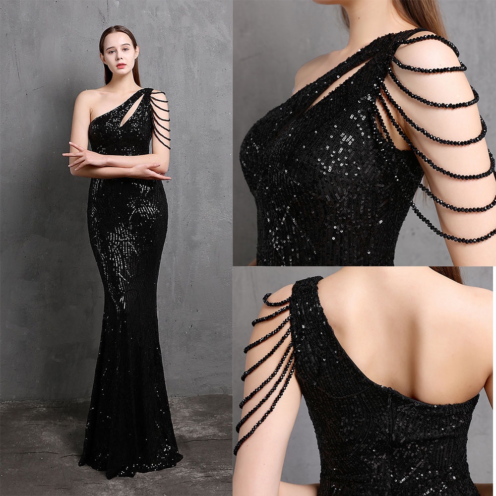 Đầm Maxi Lệch Vai Thiết Kế Tua Rua Độc Đáo Thời Trang Cho Nữ