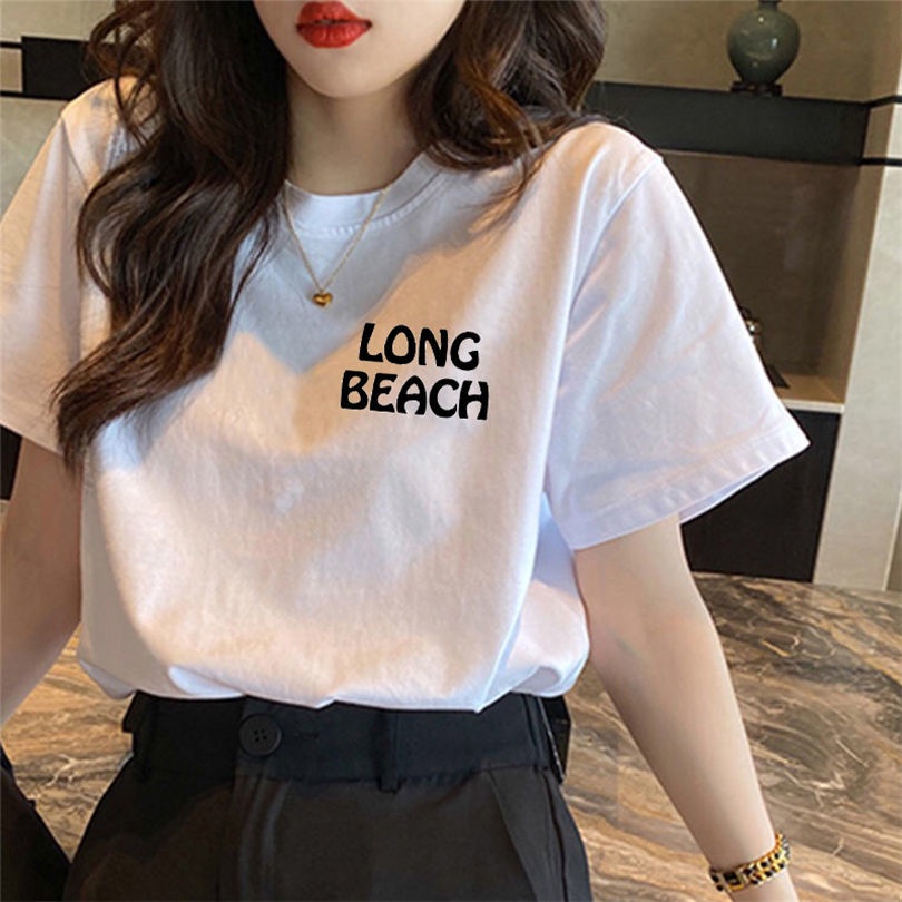 Áo Thun 100% Cotton Tay Ngắn Dáng Rộng Phong Cách Hàn Quốc Thời Trang Mùa Hè Hàng Mới
