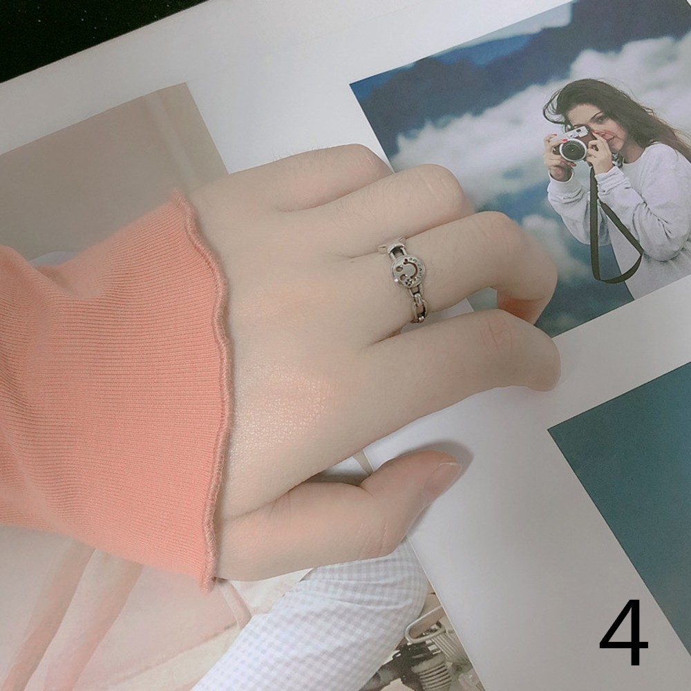 Nhẫn Đôi Khắc Chữ Mặt Cười Phong Cách Hàn Quốc