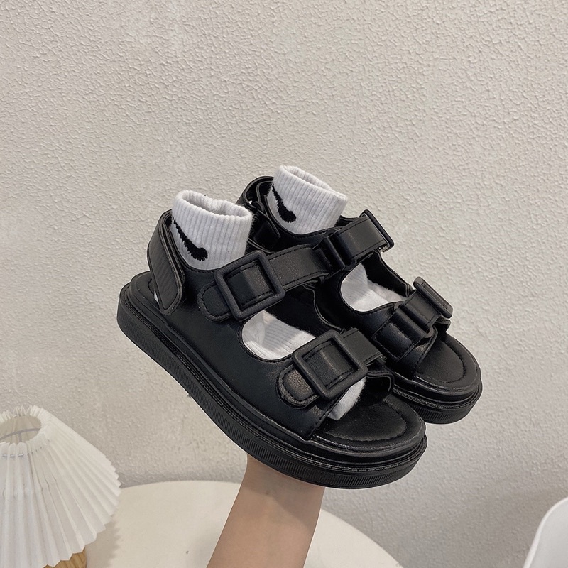 [Mã FAMARAL2 giảm 10K đơn 50K] (CÓ SẴN Trắng, Đen) Sandals đi học ulzzang dáng basic quai dán Tunime Store