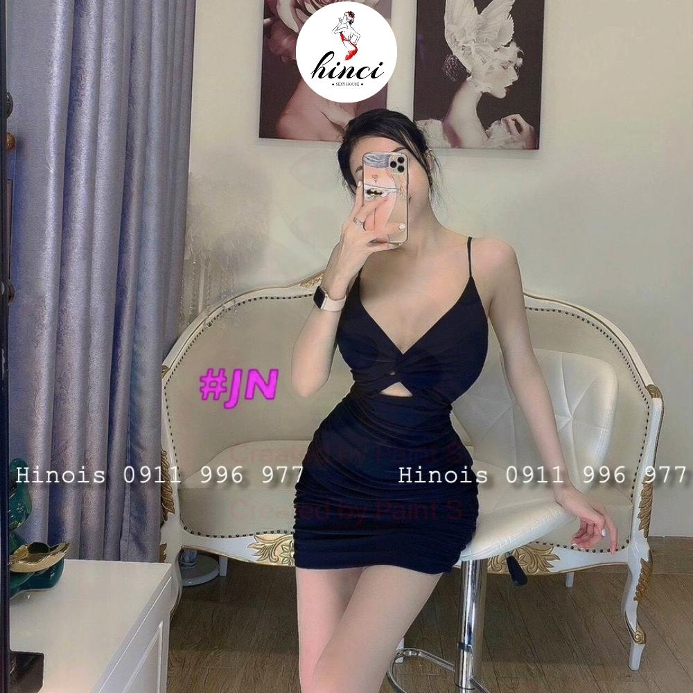 Váy Body Thun Ôm - Đầm Dự Tiệc 2 Dây Hở Ngực Khoét Ngực CỰC SEXY Có 2 Màu Đen - Đỏ, HÌNH THẬT [151]