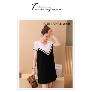 Váy Bầu Đen Phối Ren Nổi