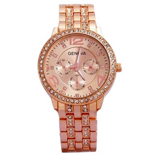 Đồng Hồ Nữ Geneva KN001 Dây Thép Không Gỉ Đính Đá (Có 3 Màu: Hồng Vàng, Vàng, Trắng)