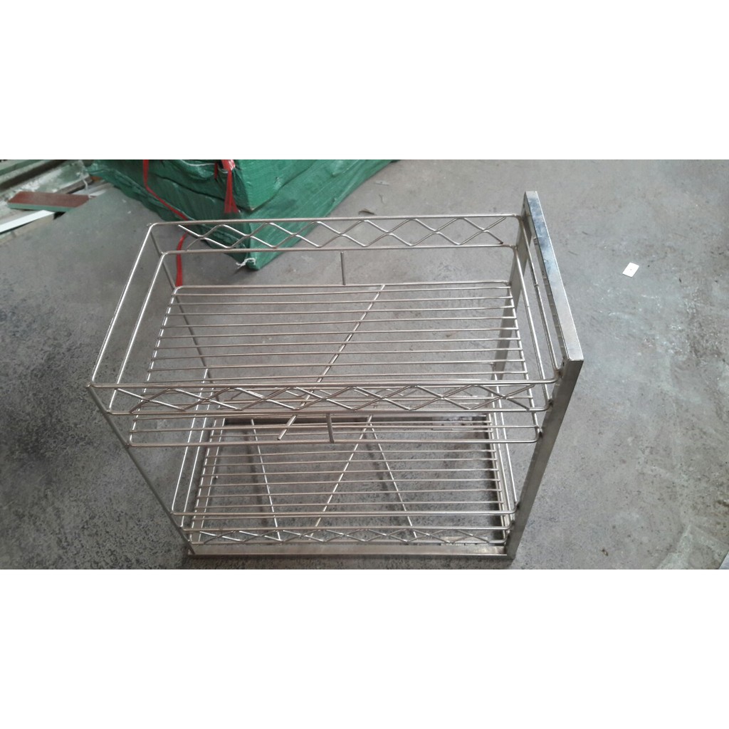 Kệ để gia vị đa năng làm bằng chất liệu Inox 304 không gỉ sét, nan tròn bền đẹp, chắc chắn