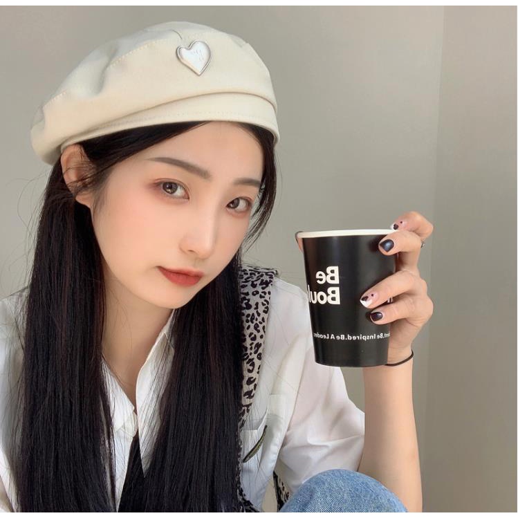Mũ Beret In Hình Trái Tim Phong Cách Retro Nhật Bản Thời Trang Thu Đông Dành Cho Nữ