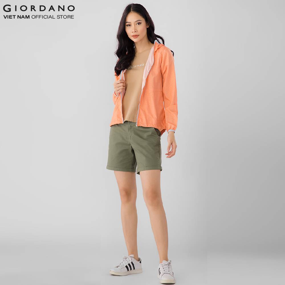 Áo Khoác Gió Nữ Giordano Windbreaker Màu Cam 0537600740